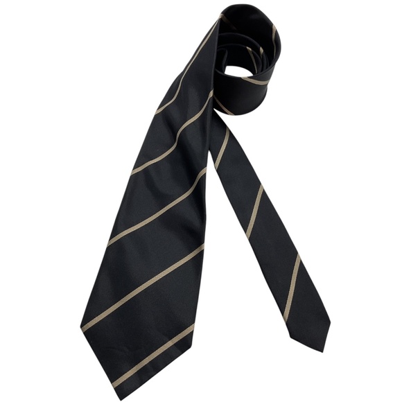 GUCCI Black/Beige Striped Silk LUXURY Tie ITALY - Picture 1 of 4